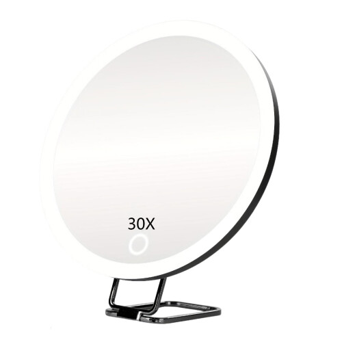 Μεγεθυντικός καθρέφτης Joyfeel10/20/30X με φως LED και τσιμπιδάκι, περιστρεφόμενος 360,