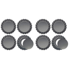8 mini moldes para tartaletas, moldes antiadherentes redondos de 10 cm con base extraíble, moldes resistentes de acero al carbono para quiche, aptos