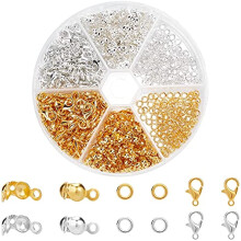 Golden Silver Jewelry Making Accessories Set 160pcs Lobster Claw Clasps 200pcs End Bead Tips 200pcs 4mm Open Jump Rings