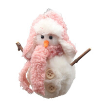 Christmas Ornaments, Snowman Ornaments for Christmas Tree, Red Pink Plush Snowman Christmas Decorations Indoor Holiday Party Decor (Pink)