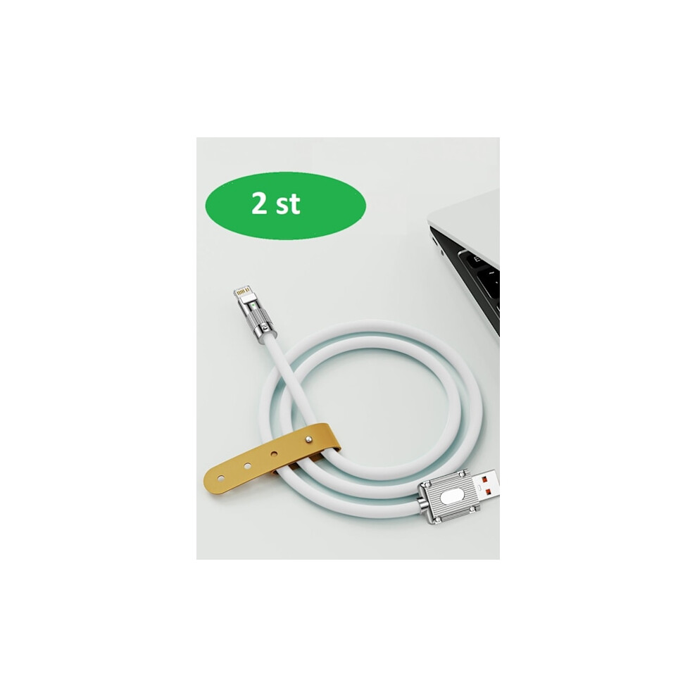 2 Pcs 2M 120W Fast Compatible With Iphone Usb Charger White 9423501744807