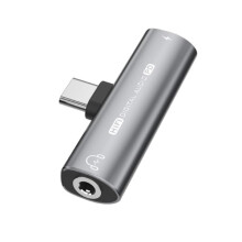 INF USB-C to 3.5mm adapter for headphones and charger Grey