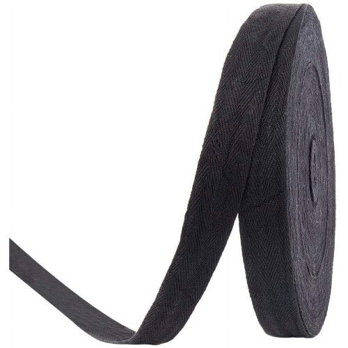 55Yards1inch μαύρη βαμβακερή ταινία ιμάντα ψαροκόκαλο Twill κορδέλα ταινία
