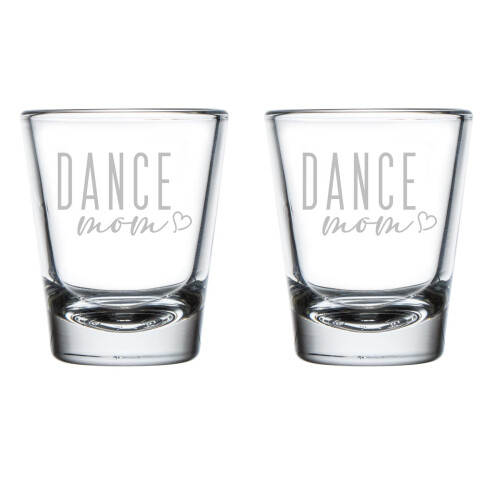 2er-Set Schnapsgläser, 50 ml, Schnapsglas „Dance Mom“ mit Herz