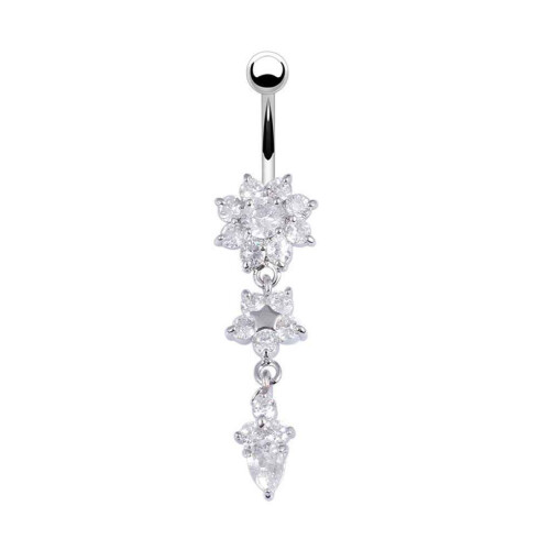 SANAG Stål Krystall Strass Navle Ring Navlepiercing Navlestang Navlepiercing Ringer Dingle Mageringer