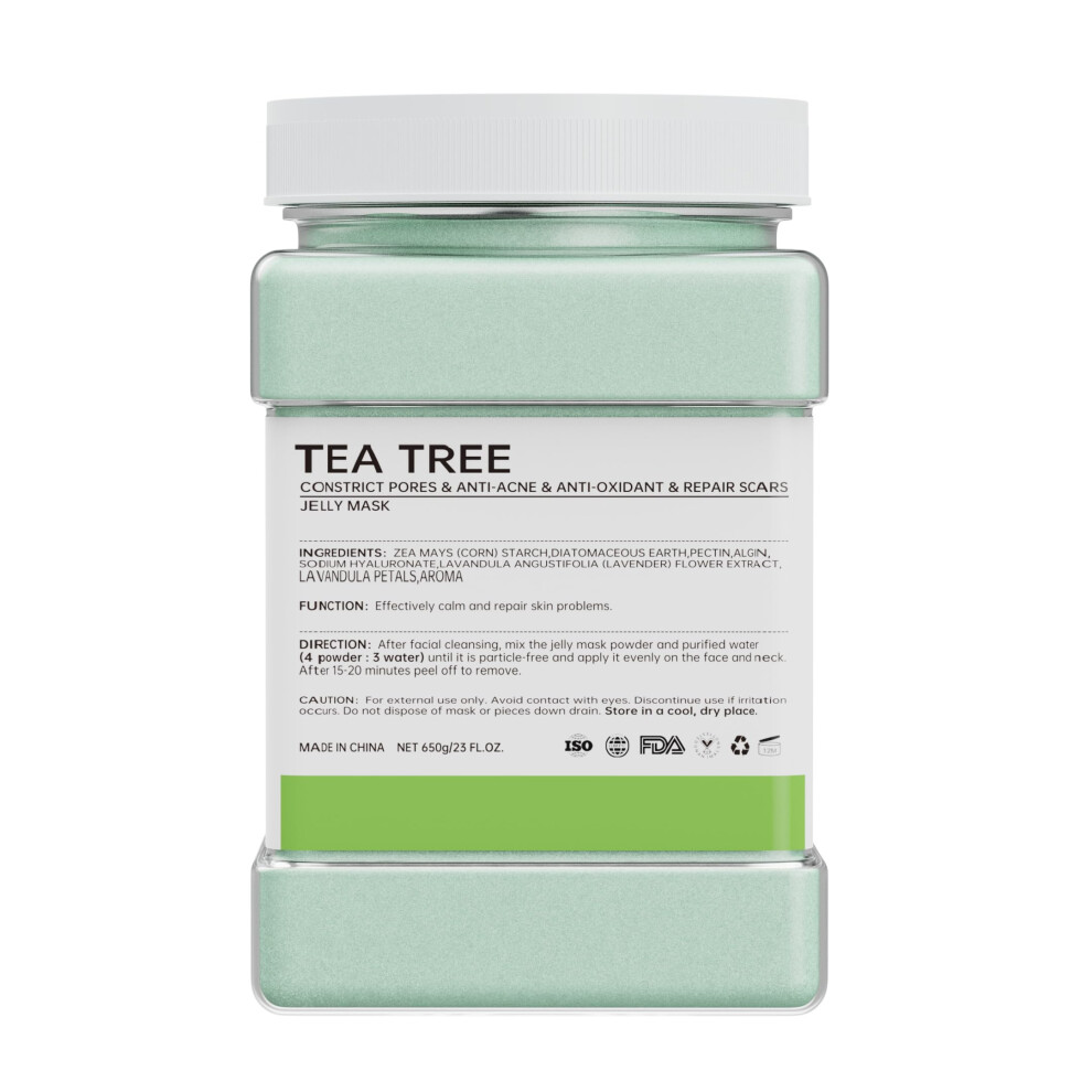 Green Jelly Face Mask Powder Tea With Hyaluronic Acid, Deep Hydration Easy Peel Off Spa 23Oz