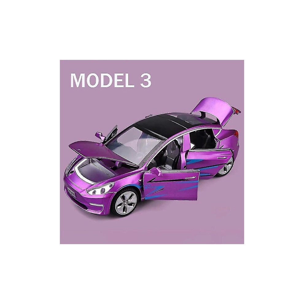1:32 Tesla Model X Model 3 Model S Model Y Alloy Car Model Diecasts Toy Car Sound And Light Children Toys For Kids Gifts Boy Toy Model 3 Purple