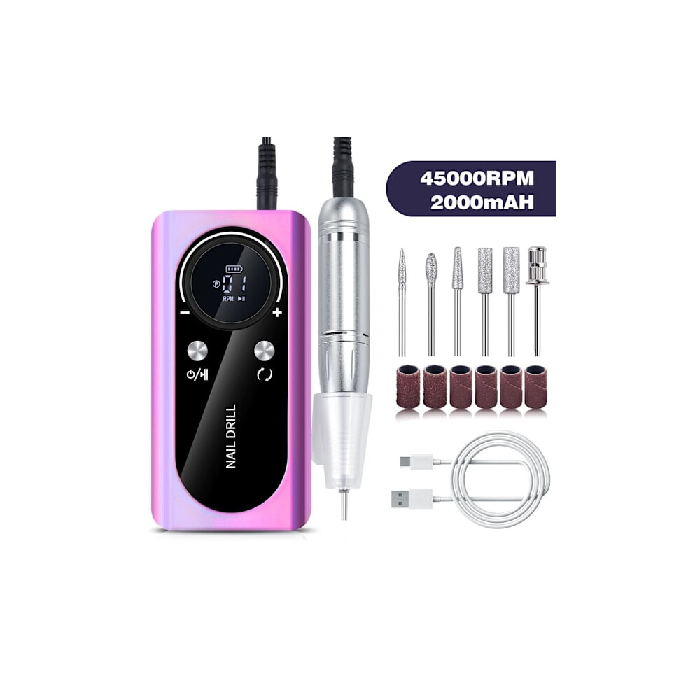 Purple Fast And Efficient 45000 Rpm Rechargeable Portable Electric Nail File Rpm Rechargeable Portable Electric Nail File