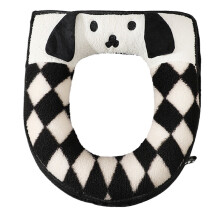 Housse de siège de toilette chaude et moelleuse pour l'hiver, motif chien : fermeture éclair, coussin de toilette épais et pelucheux, accessoire