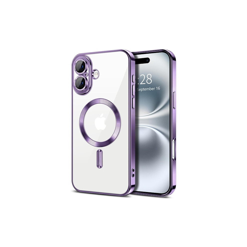 Compatible With Iphone 16 Plus Cover - Metallic Cover With Magnetic Compatibility, Slim Design - Purple 9423501744869