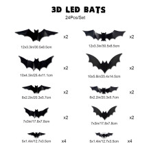 YiFudd Morcegos Luminosos de LED Tridimensionais para o Halloween, Decoração de Janelas e Garagens, Adesivos de Parede em PVC com Efeito Flash