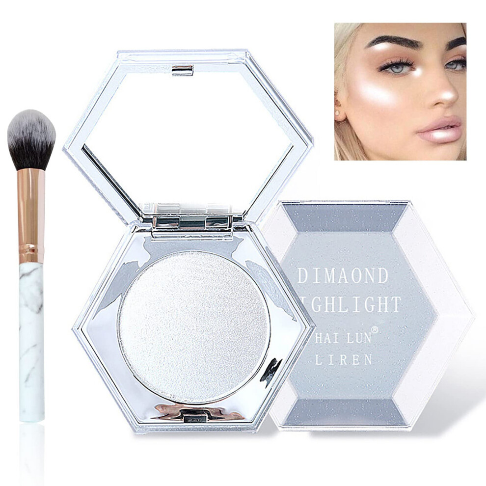 Highlighter Palette Kit with Brush, Long Lasting Metallic Face and Body Glow Makeup