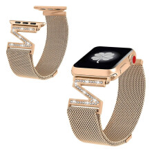 Kompatibel med Apple Watch med Apple Watch Series5 44 mm Z-formad romb i rostfritt stål - Guldguld