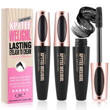 2 Pack 4D Silk Fiber Waterproof Mascara for Longer Thicker Lashes, Smudge Proof No Clumping Wear
