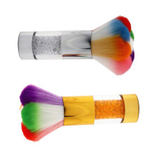 2pcs Nail Dust Brush and Blusher Brush Dual Use for Manicure Cleaning and Loose Powder Makeup