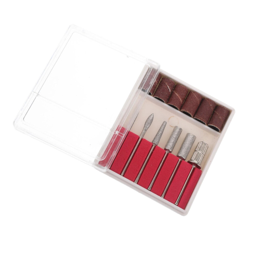 6pcs Diamond Nail Drill Bits Set with Sanding Bands for Acrylic and Gel Nails