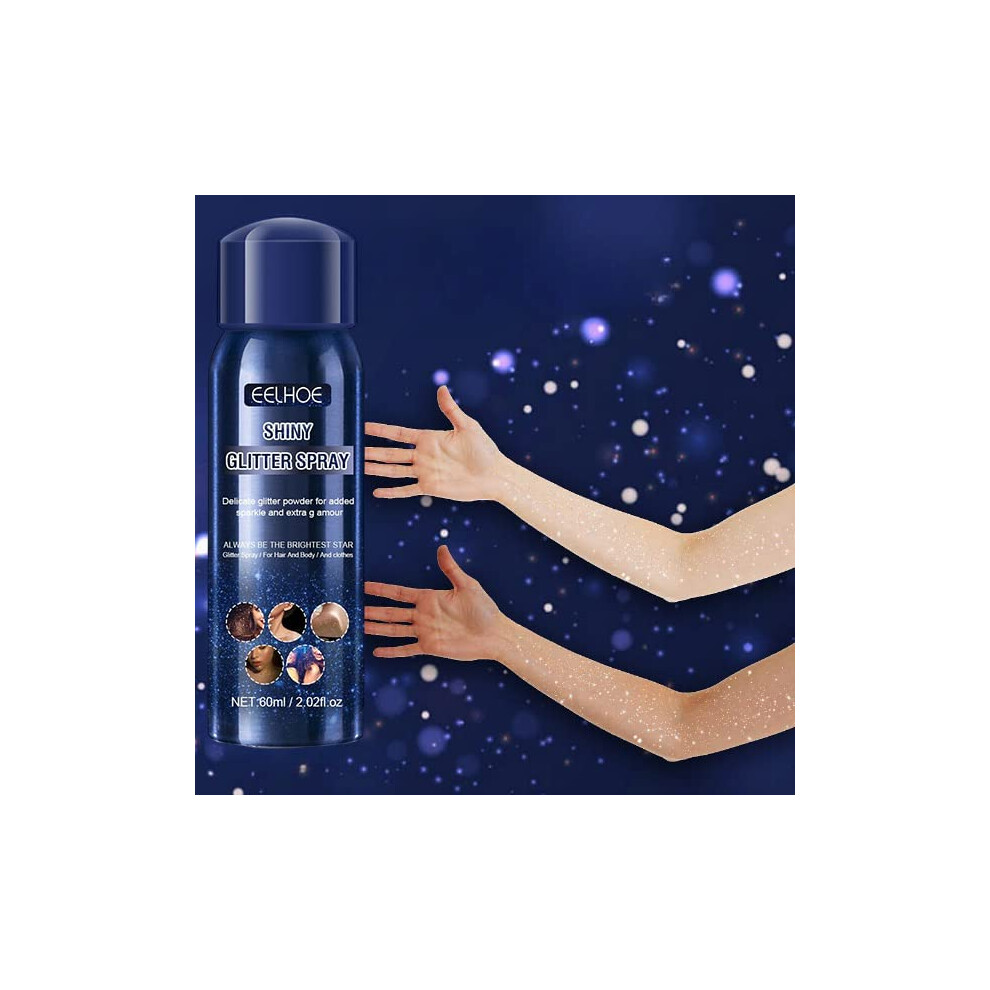Glitter Hair Spray Silver Shimmer for Hair and Body Halloween Party Makeup 60ml LongLasting