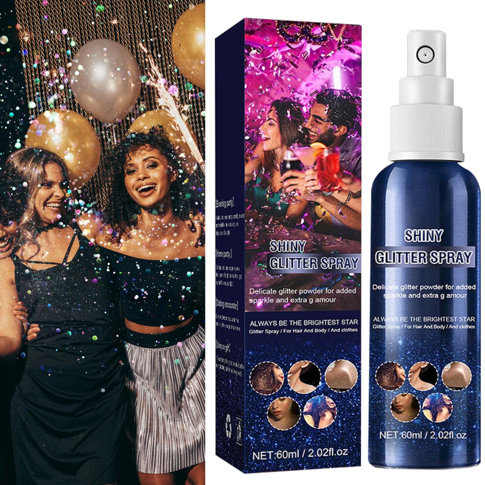 Glitter Hair Spray Waterproof QuickDrying Shimmer for Body Festivals Prom and Stage Makeup