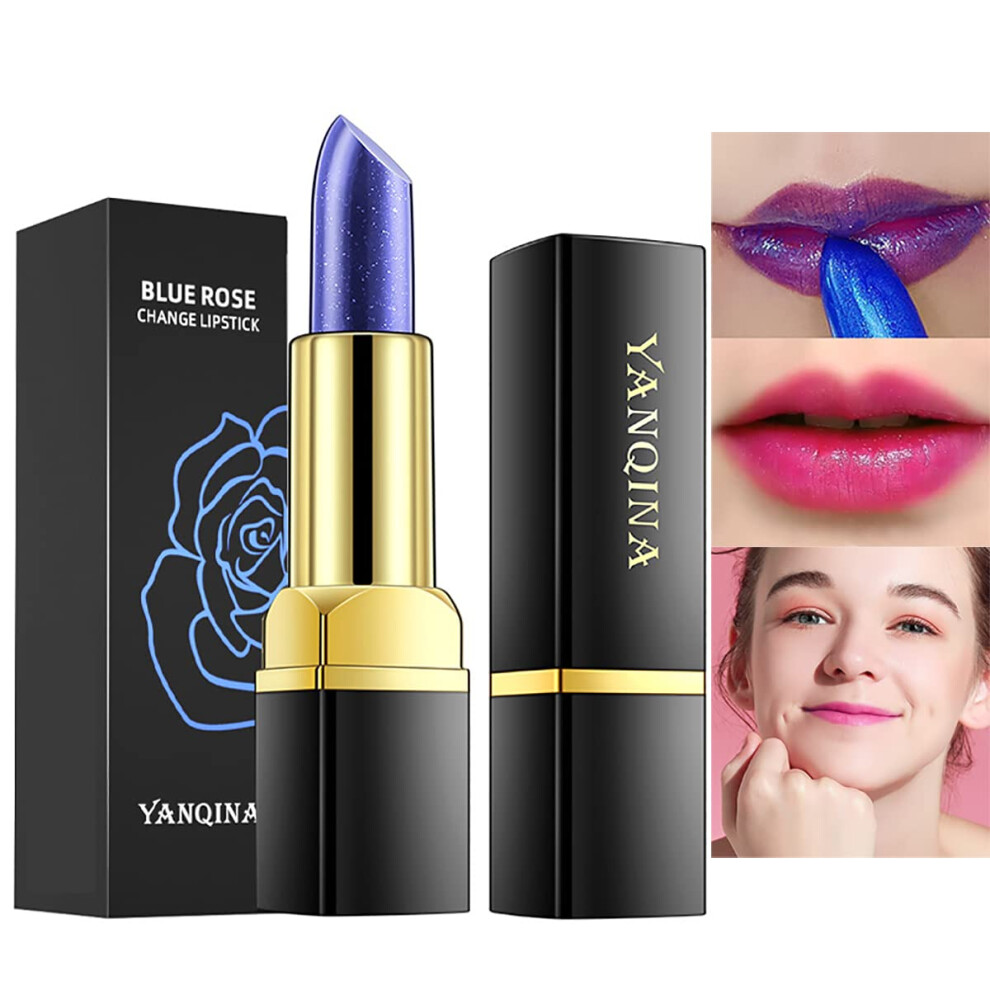Blue,Pink Color Changing Lipstick Blue To Pink, Long Lasting Waterproof Moisturizing Lip Balm Stain 1Pcs