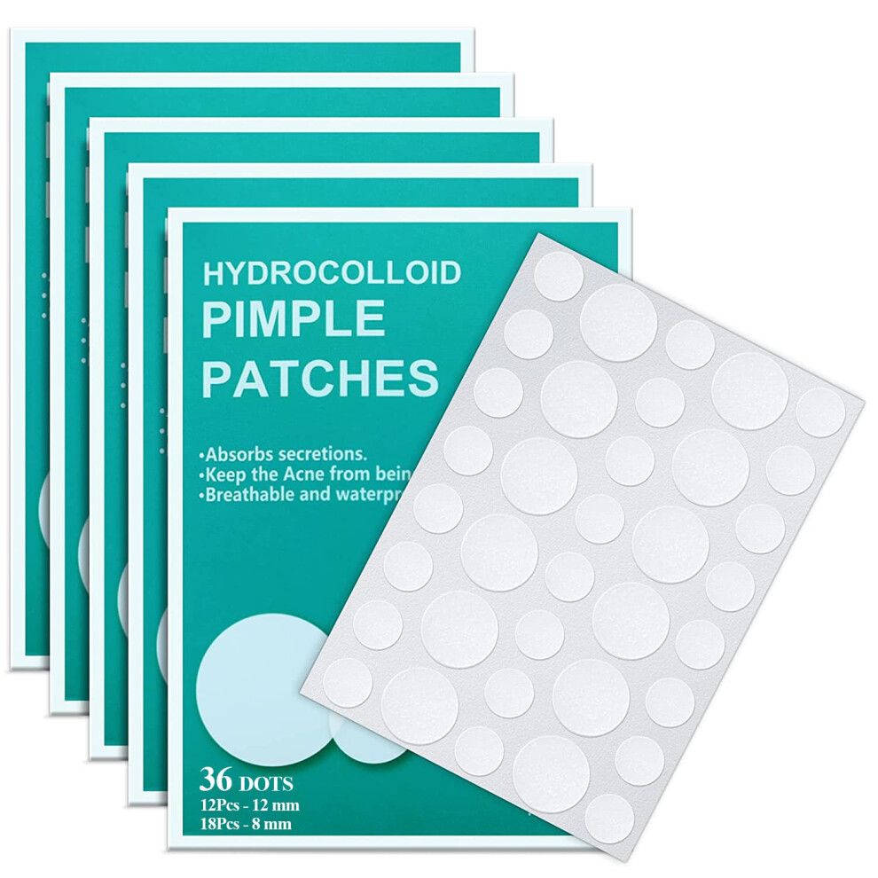 Hydrocolloid Pimple Patch Waterproof Invisible Acne Patches for Face Overnight Spot Treatment 36 Pack