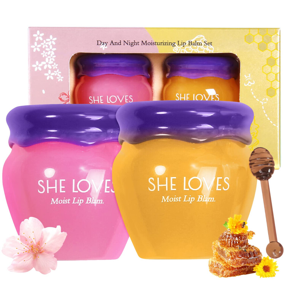 Honey Lip Mask and Hydrating Lip Balm, Deep Lip Hydration Day Night Care with Hygienic Applicator