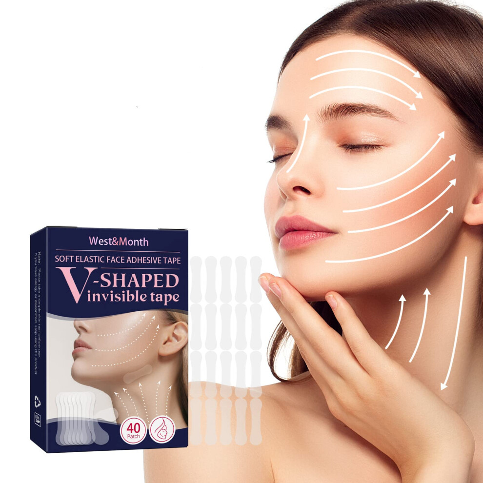 Face Lift Tape 40pcs Invisible VShaped Instant Facial Lift for Double Chin Neck Wrinkle Removal