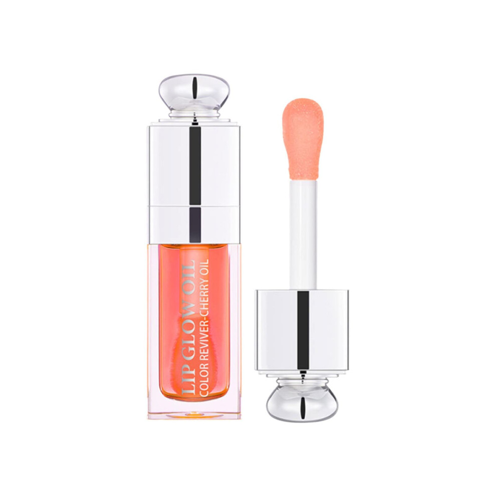 Pink Plumping Lip Oil With Big Brush Applicator, Nonsticky Hydrating Gloss, Long Lasting Shine