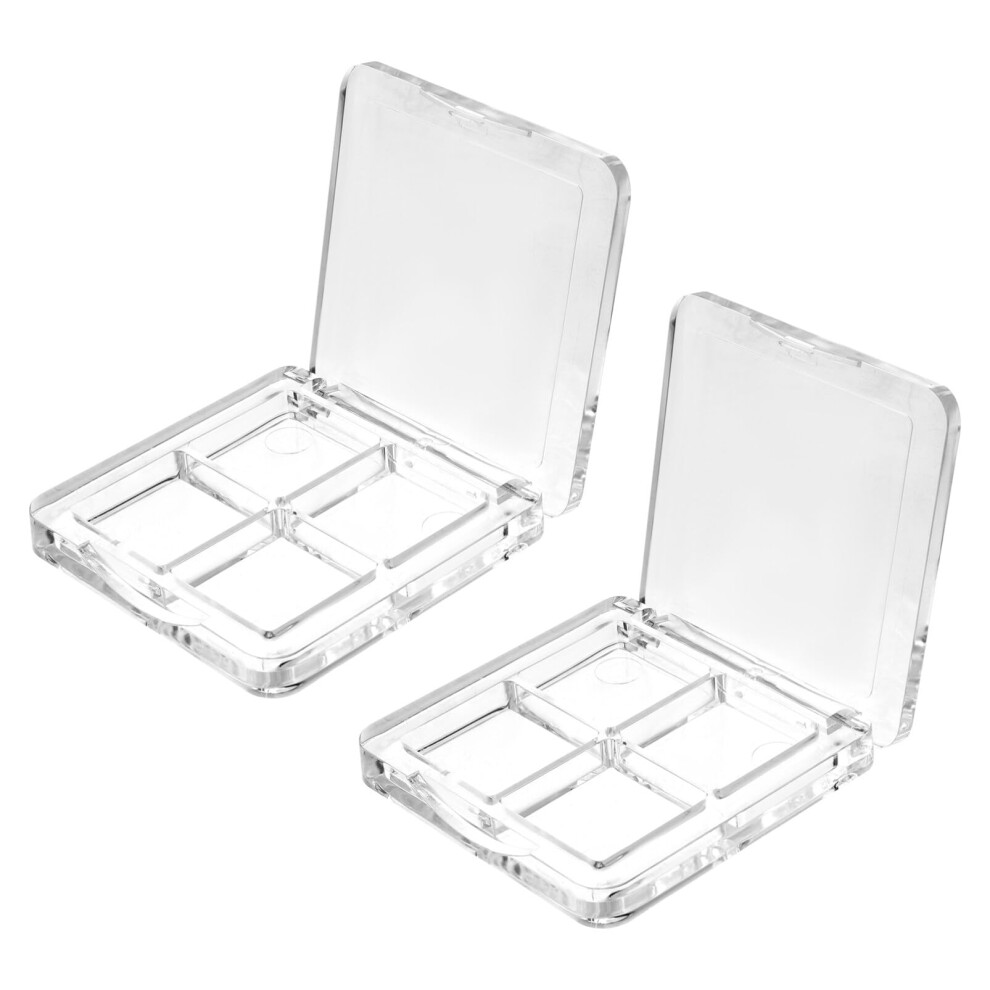 Empty Eyeshadow Palette 4 Pan Clear Refillable Case for DIY Makeup Storage and Travel