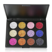 12 Color Glitter Eyeshadow Palette with  Pigmented Shimmer for Colorful Eye Makeup