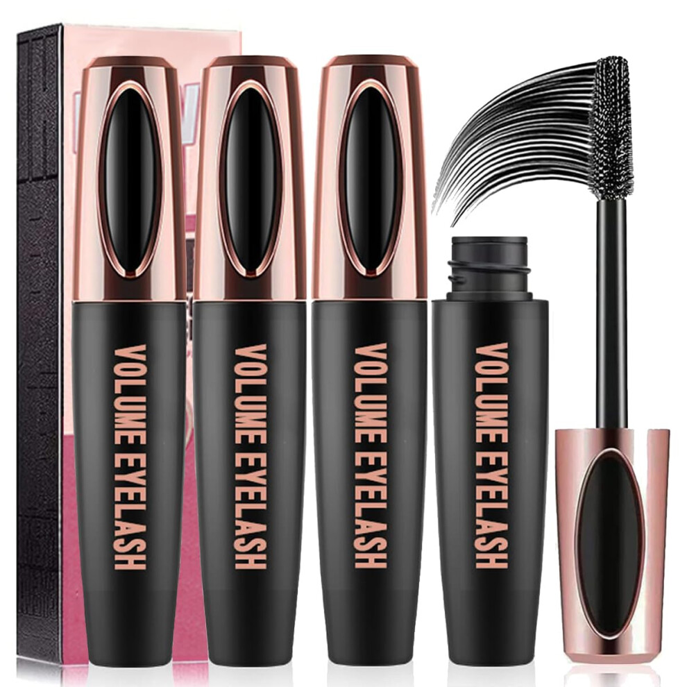 3 Pack 4D Silk Fiber Waterproof Mascara LongLasting SmudgeProof Volumizing Lash Extension