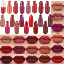 18 Color Mini Matte Lipstick Set with Waterproof Long Lasting Shades, Travel Size Capsule Kit