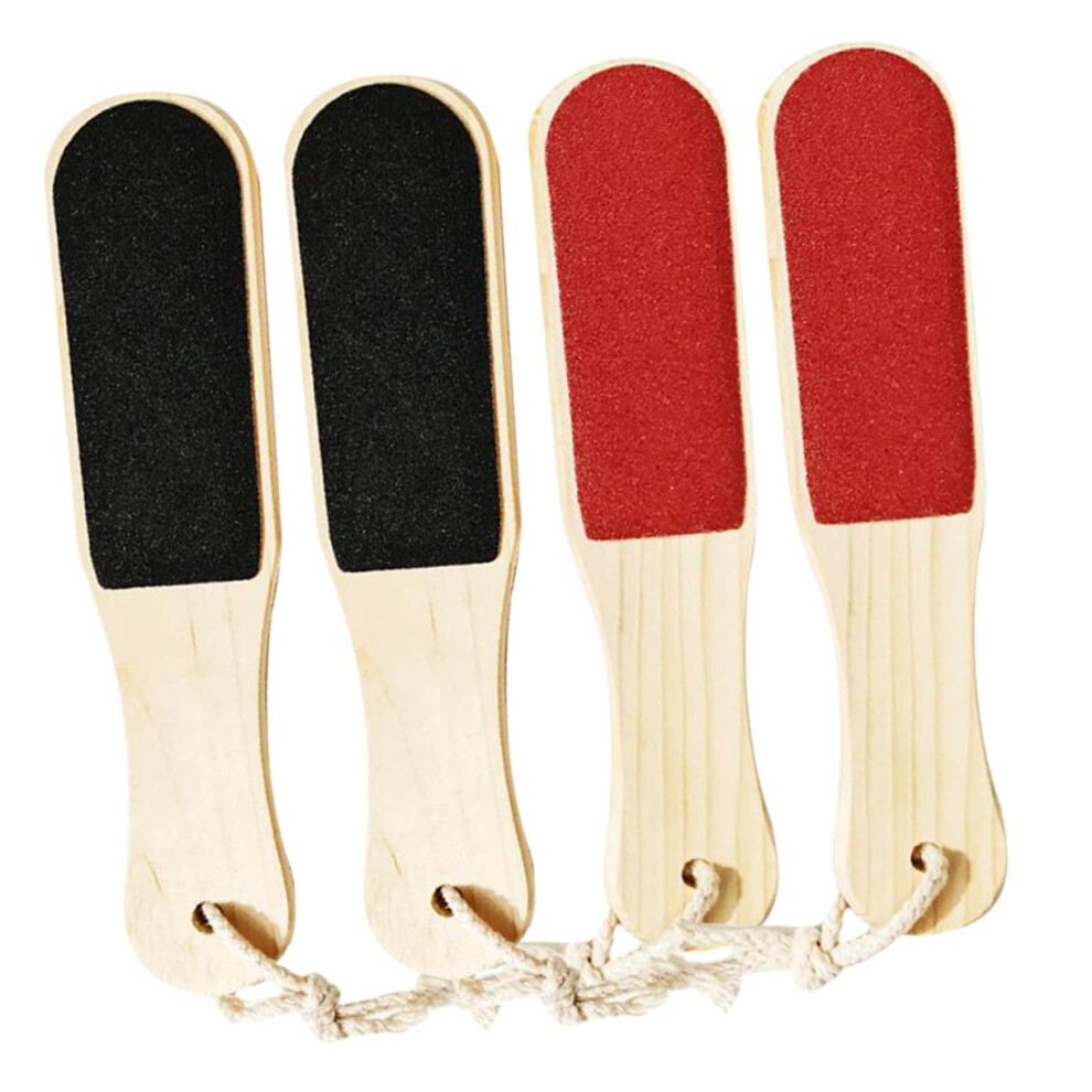 4pcs Wooden Foot File Callus Remover DoubleSided Ergonomic Grip for Dead Skin Removal