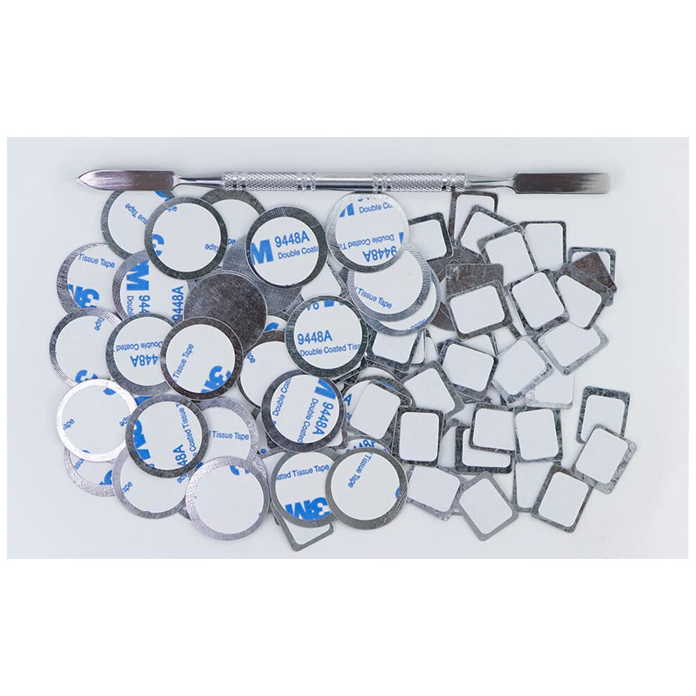 105Pcs Magnetic Palette Stickers Set with Depotting Spatula for Nonmagnetic Eyeshadow Pans