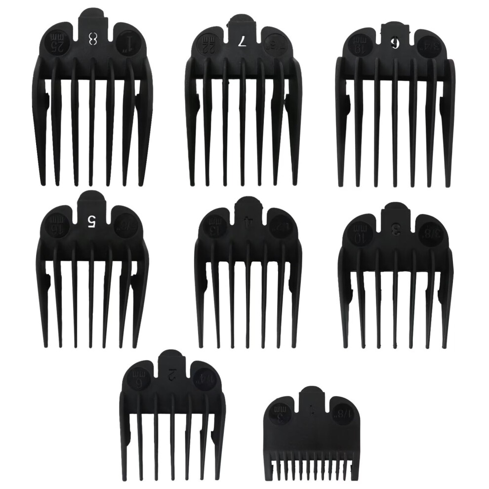 Hair Clipper Guards Set 8 Sizes Waterproof Nylon Clipper Guide Combs for Wahl Secure SnapOn Fit