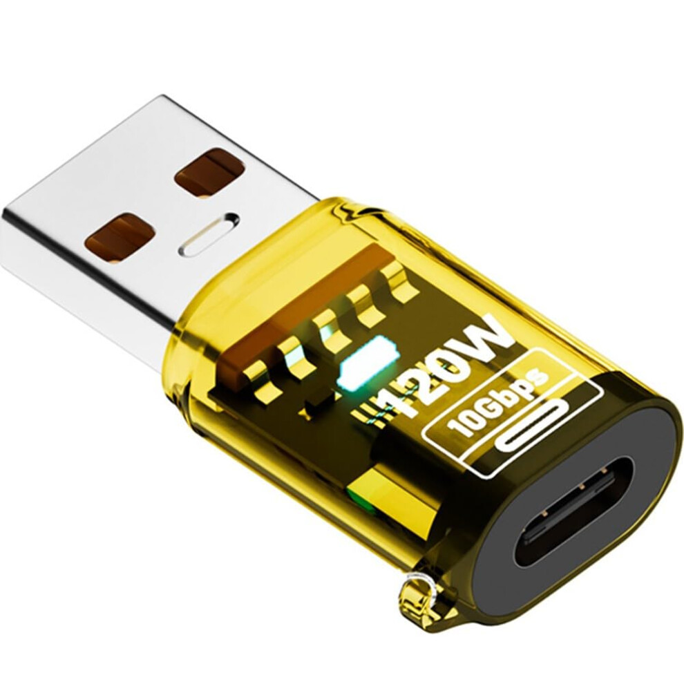 Usb C To Usb A Adapter With Digital Display, 10Gbps Data Transfer, 120W Fast Charging, Yellow 9099447534927
