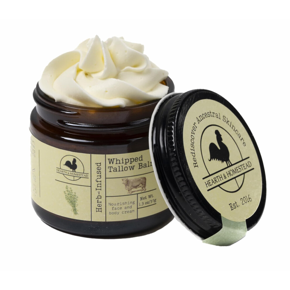 Unscented or Herb Infused Whipped Tallow Balm Organic Body Butter Deep Hydration 1.3oz