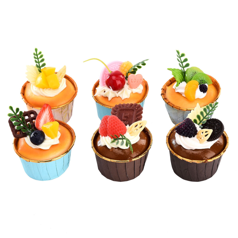 Yinkuu 6Pcs Realistic Artificial Cake Assorted Faux Fake Food Model, Compatible With Home Kitchen Staging, Party Dessert Photography Props Decoration 9191629427000