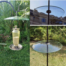 Glas-Eichhörnchenabweiser für Vogelfutterstangen - Schäferhaken/Pfostenaufhängung, transparent, 33 cm groß