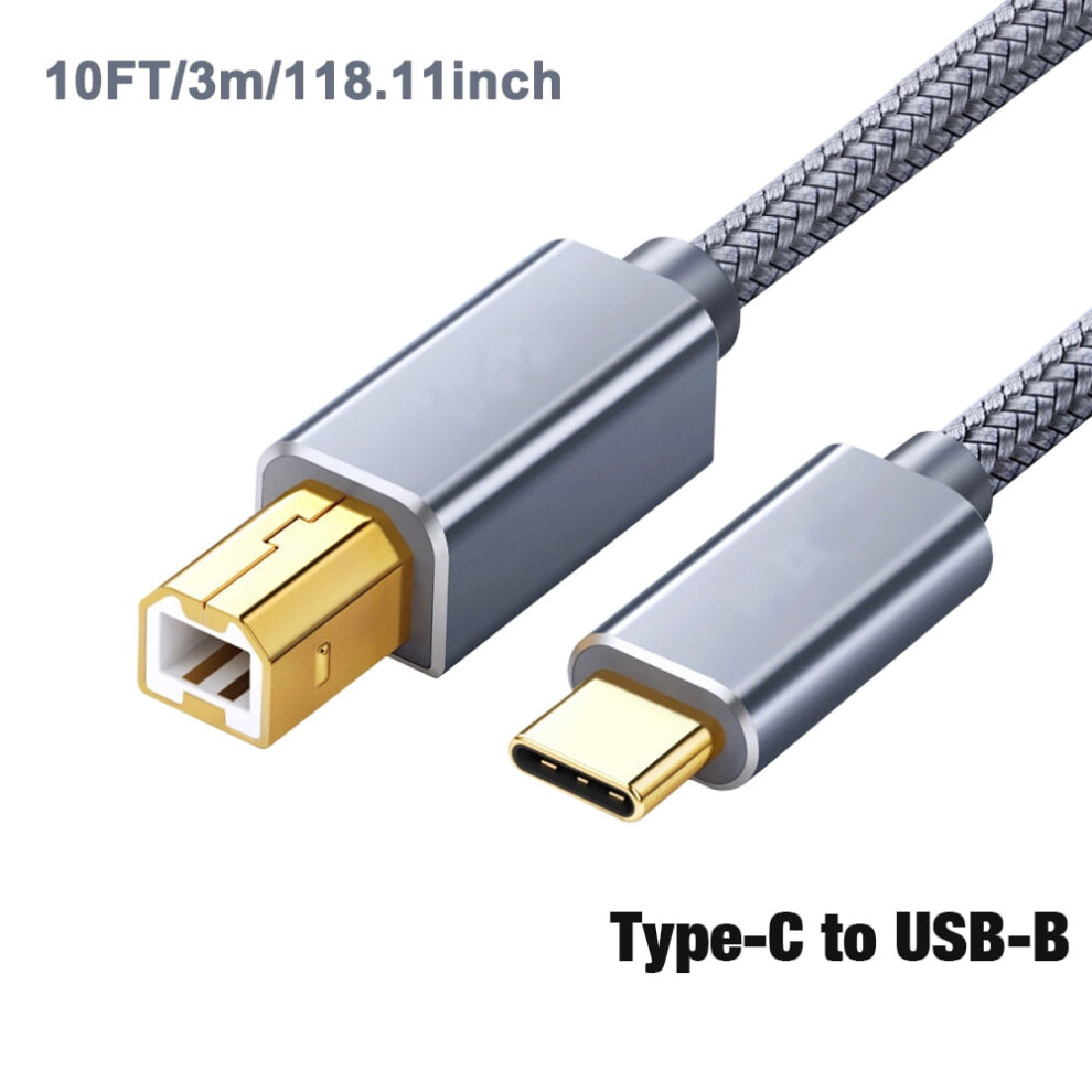 Skyauks Usb C To Usb Type B 2.0 Cable, 10Ft For Macbook Pro Hp Canon Brother Epson, Compatible With Dell, Compatible With Samsung Printer Scanner 9191629429127