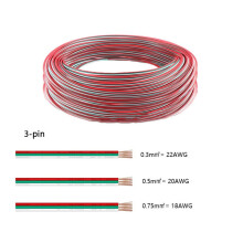 Cabo de extensão Mosiee de 10 metros com 3 pinos, para conexão elétrica, com 3 fios trançados em diferentes cores.