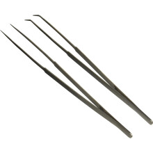 Edelstahlpinzette, 30 cm (2 Stück) – Gerade und abgewinkelte Spitzen, feine Spitze, ideal für Bastelarbeiten, Schmuckreparatur und Uhrenreparatur