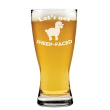 15oz Beer Pilsner Glass Let's Get Sheep-Faced Sheep Funny