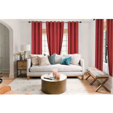 Luxury 2pc Adam Red Panels 35"X84" 100% Blackout 3-Layer Thermal Grommet Curtains - Compatible with Energy-Efficient Windows