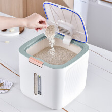 Dispenser di riso ermetico con coperchio, compatibile con cereali, grani, farina, fagioli, cibo per animali domestici - Grande contenitore da appoggio