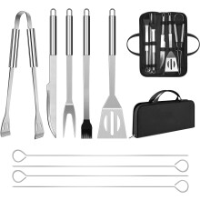BBQ-gereedschapset van roestvrij staal, professionele barbecue-accessoires, grillgereedschap met tas, gemakkelijk mee te nemen.