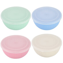 Tigela para salada Pnellth4Pcs de plástico de qualidade alimentar com tampa à prova de poeira, tigela multifuncional espessa para cereais, própria