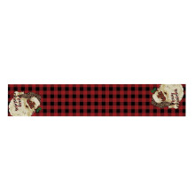 Kersttafelloper 13x72 inch - Zwarte kerstman, Afro-Amerikaanse kerstman, buffelruitpatroon, hulstbessen, winterse feestdecoratie