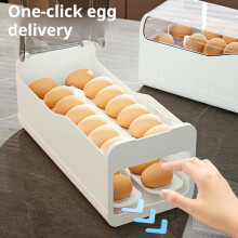 Caixa para ovos SUSUchens de 2 camadas para geladeira, bandeja transparente empilhável de grande capacidade com rolamento automático, branca