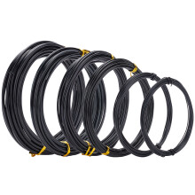 1 set di filo metallico rotondo in alluminio per progetti artistici e artigianali fai da te, nero, 6 rotoli/set