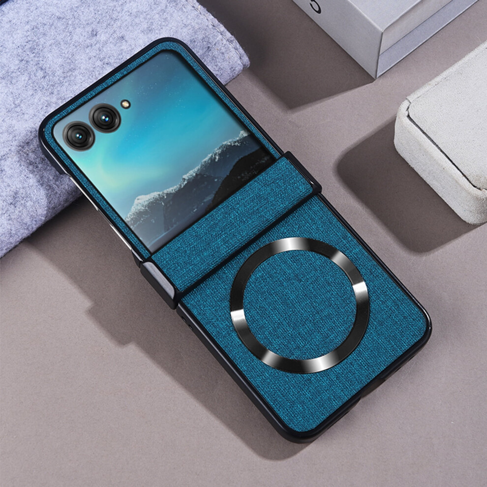 Motorola Razr 2024 Case, Built-In Screen Protector, Compatible With Magsafe, Shockproof, Hinge & Matte Protection, Dark Blue 9191629538935